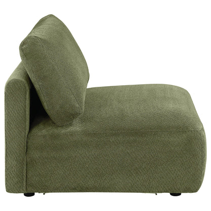Elysia Chenille Upholstered Modular Armless Chair Green