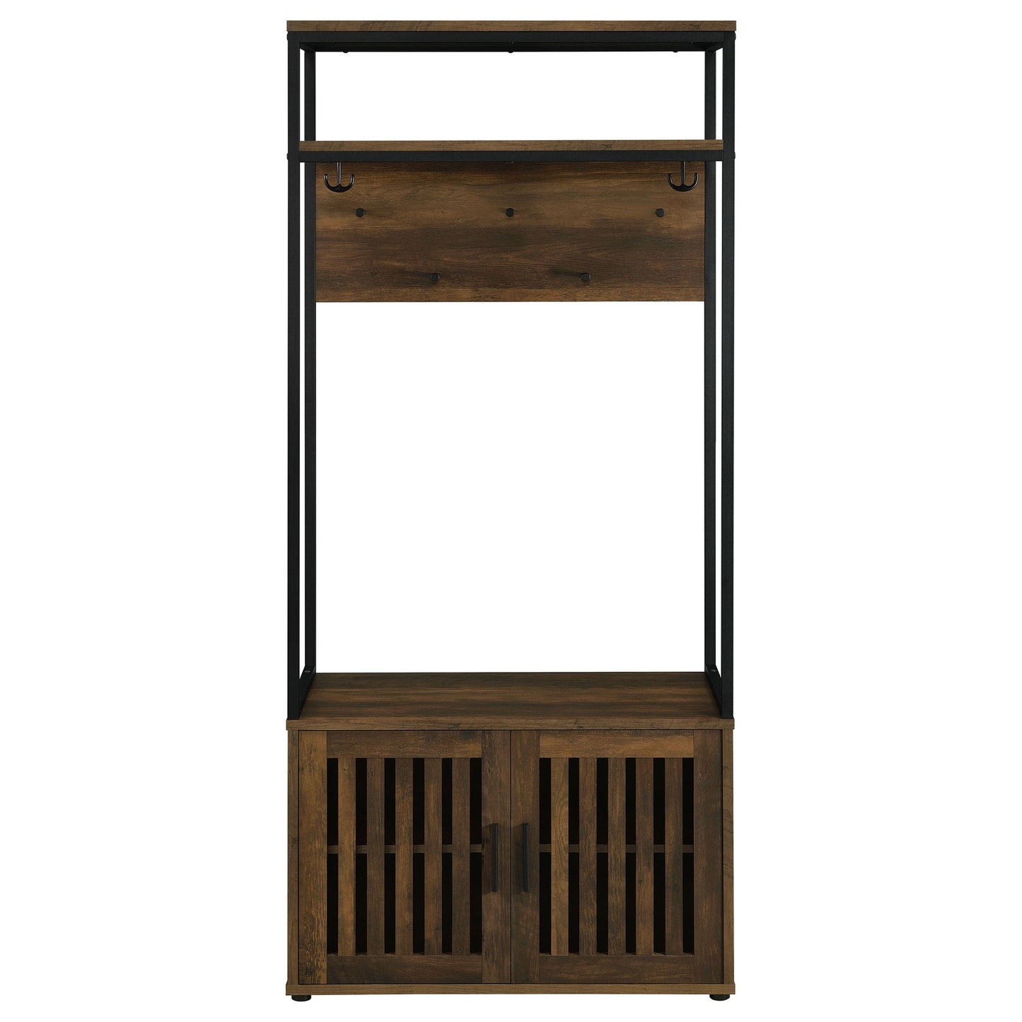 Flora - 2 Door Coat Rack Hall Tree Storage Bench And Multi Functional Storage - Natural