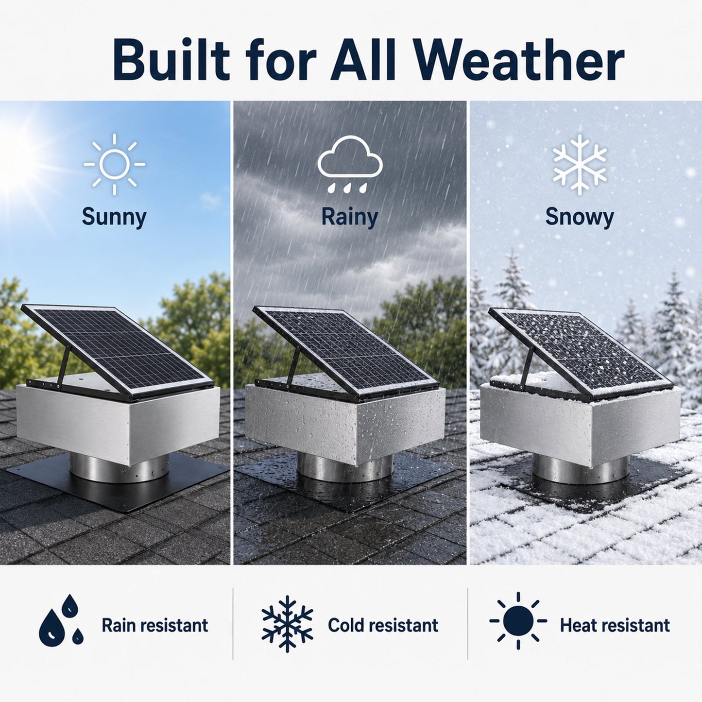 12" Stainless Steel Solar Roof Vent Fan, 40W Tilt Adjustable Solar Panel
