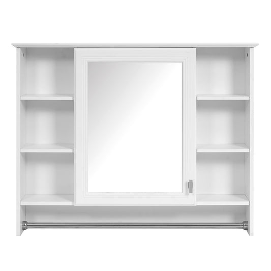 Modern Wall Mounted Mirror Cabinet with Adjustable Shelf and Towel Bar