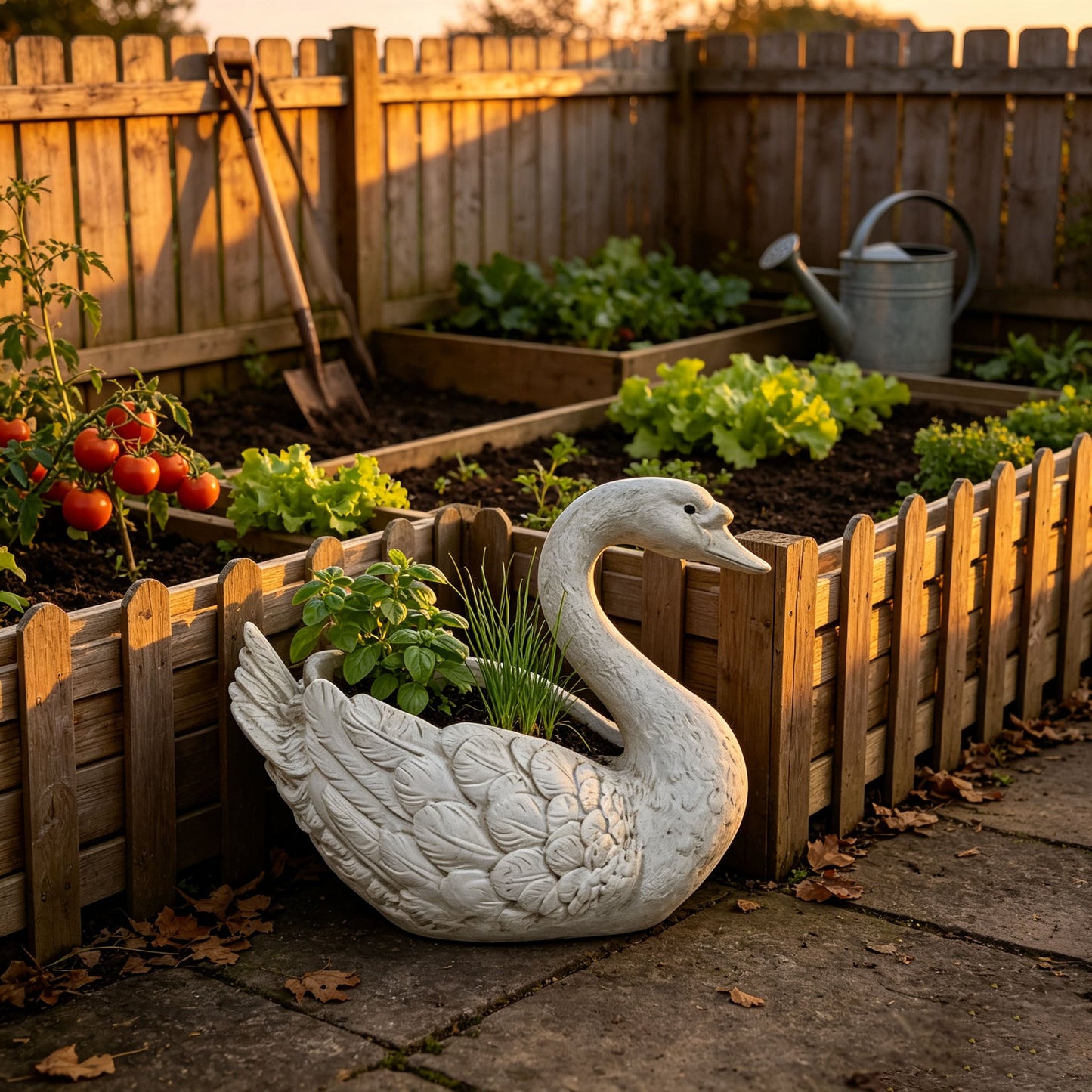 12.6'' Tall Swan Sculpture Planter