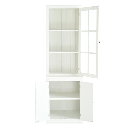 Retro Style Hutch Cabinet With Glass Door, China Cabinet For Home