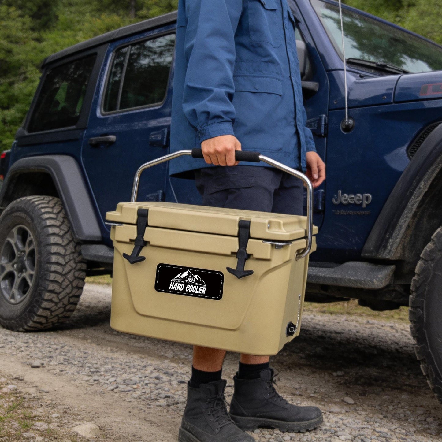 20 Quart Khaki Cooler, Ultra-Tough Hard Shell Ice Chest