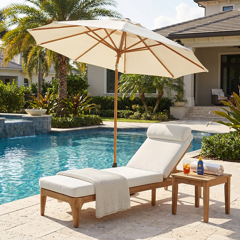 TOPMAX Acacia Wood Chaise Lounge