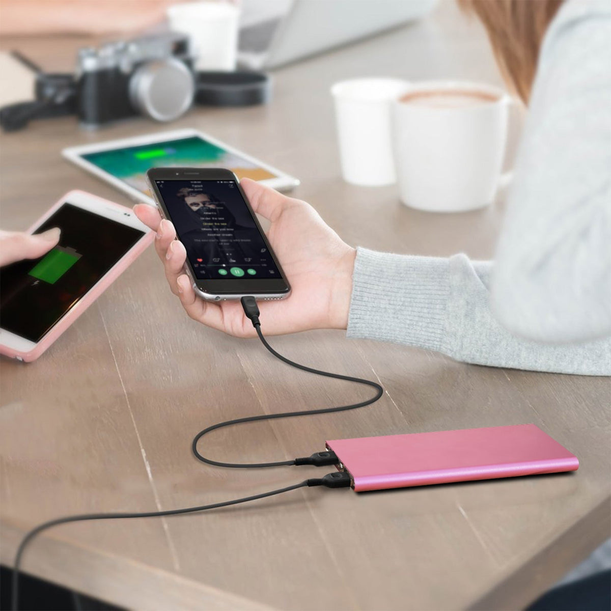 20000mAh Power Bank Ultra-thin External Battery Pack Phone Charger Dual USB Ports