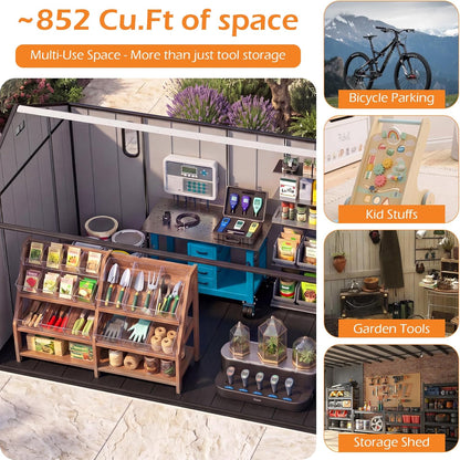 8x16ft Resin Outdoor Storage Shed