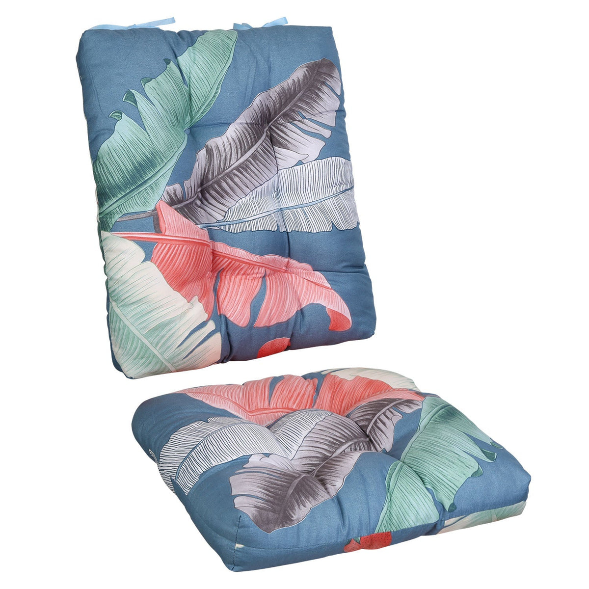 2Pcs Rocking Chair Cushion Upper And Lower Back And Seat Sets with Non-Slip Ties Polyester Fiber Filling Comfortable for Indoor Home Office Car