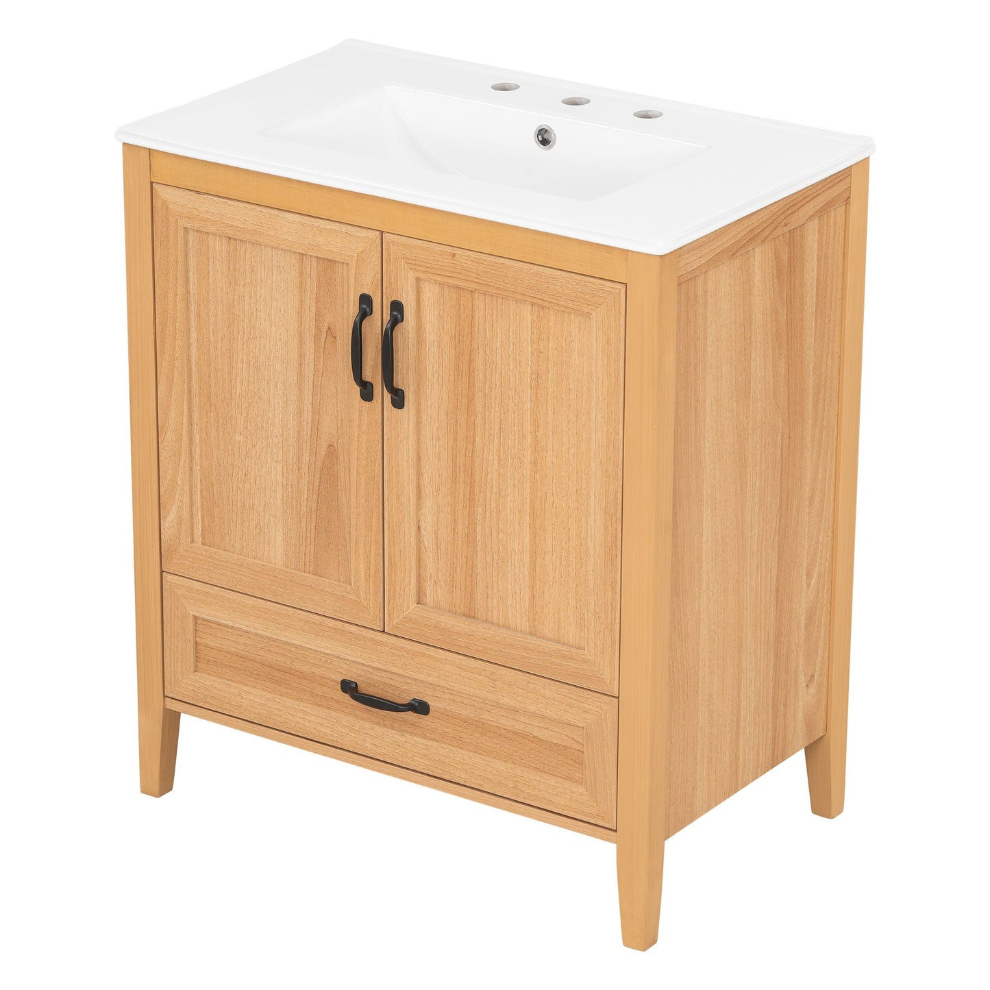 Elegant Fluted Bathroom Vanity With Sink, Soft Close Doors & Drawer