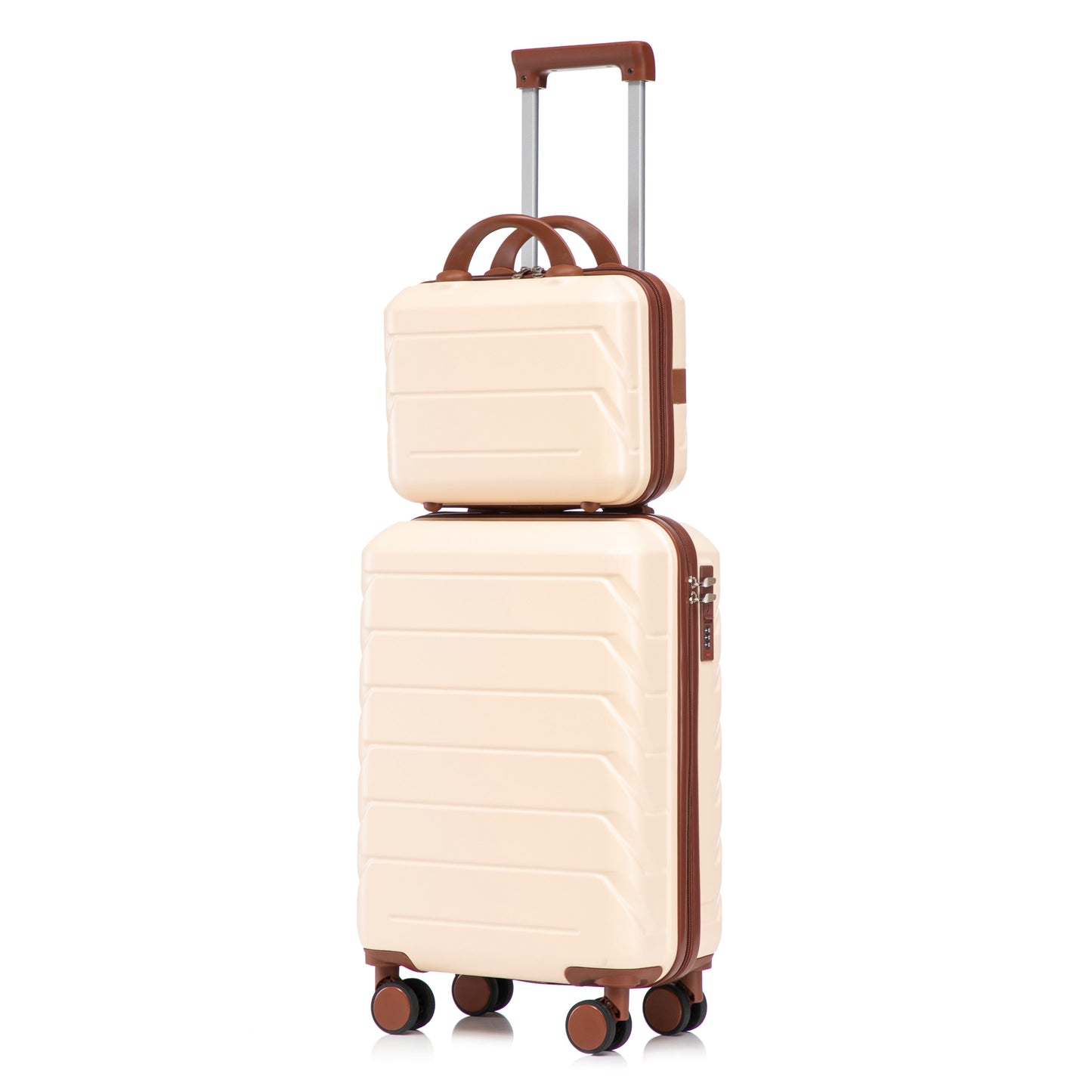 14'/20' 2-Piece Beige ABS Spinner Wheel Luggage Set