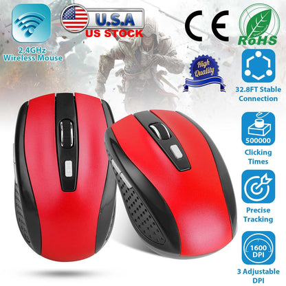 2.4G Wireless Gaming Mouse Optical Mice w/ Receiver 3 Adjustable DPI 6 Buttons For PC Laptop Computer Macbook