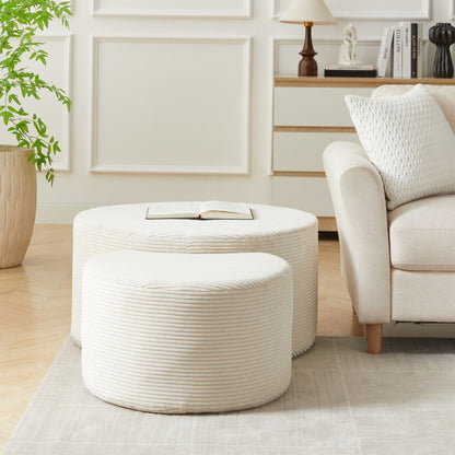 Modern Upholstered Round Coffee Table For Living Room (Set of 2)