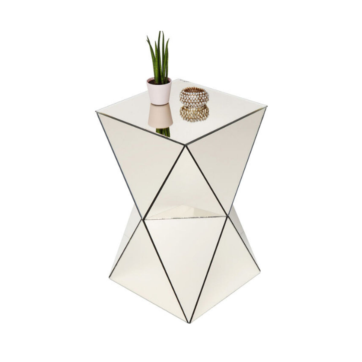 Champagne Mirrored Geometric Side Table