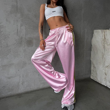 Casual Street-style Lace-up Three-stripe Pants