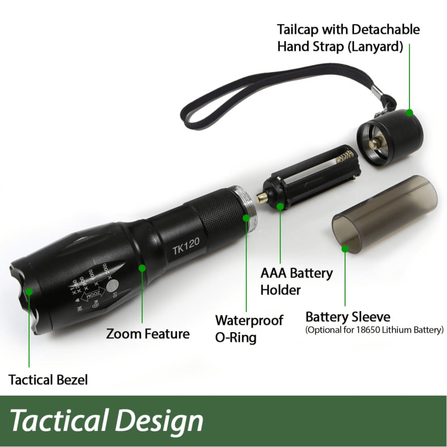 EcoGear FX TK120 LED Tactical Flashlight with Strobe