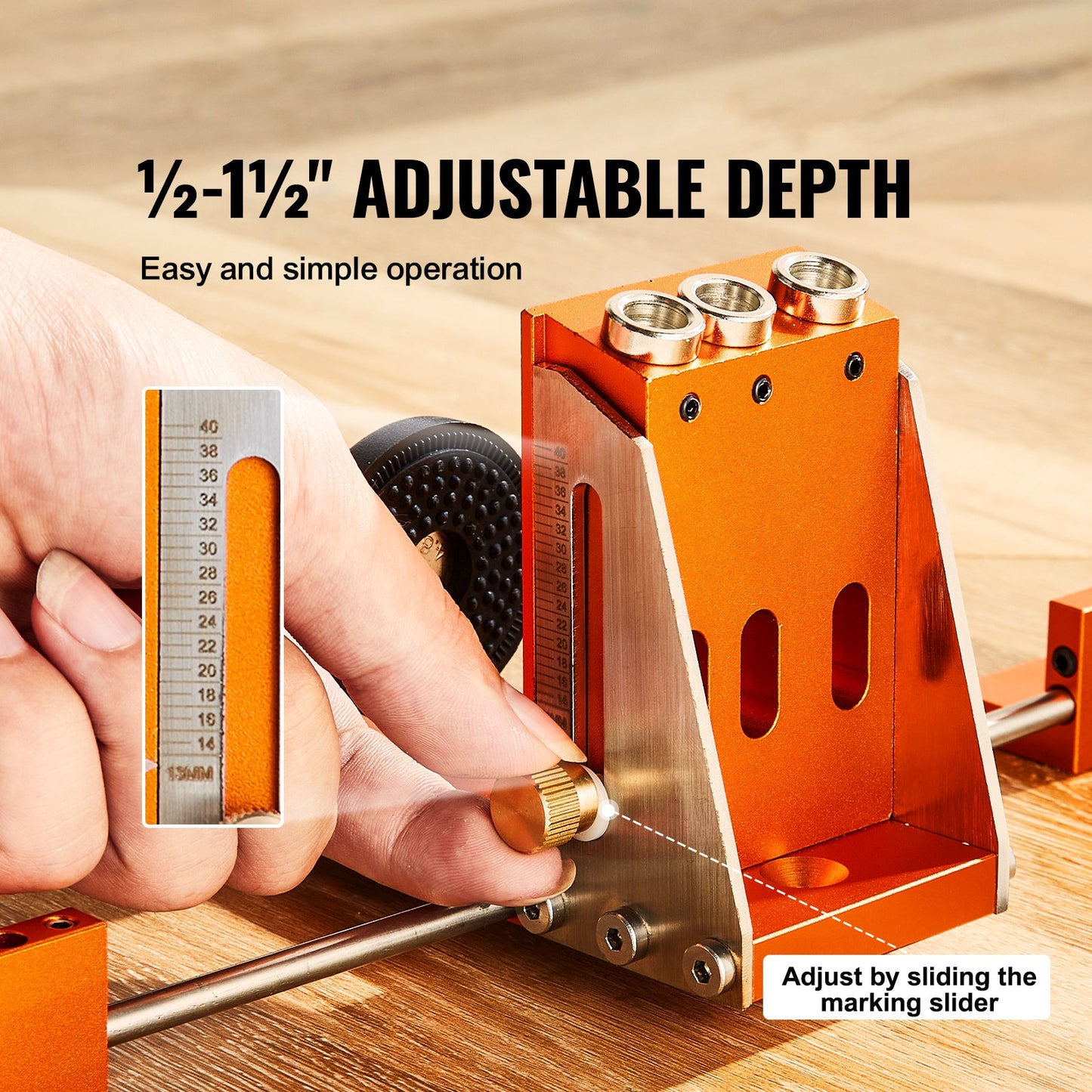 Pocket Hole Jig Kit, 34 Pcs with Adjustable Depth and C-Clamp