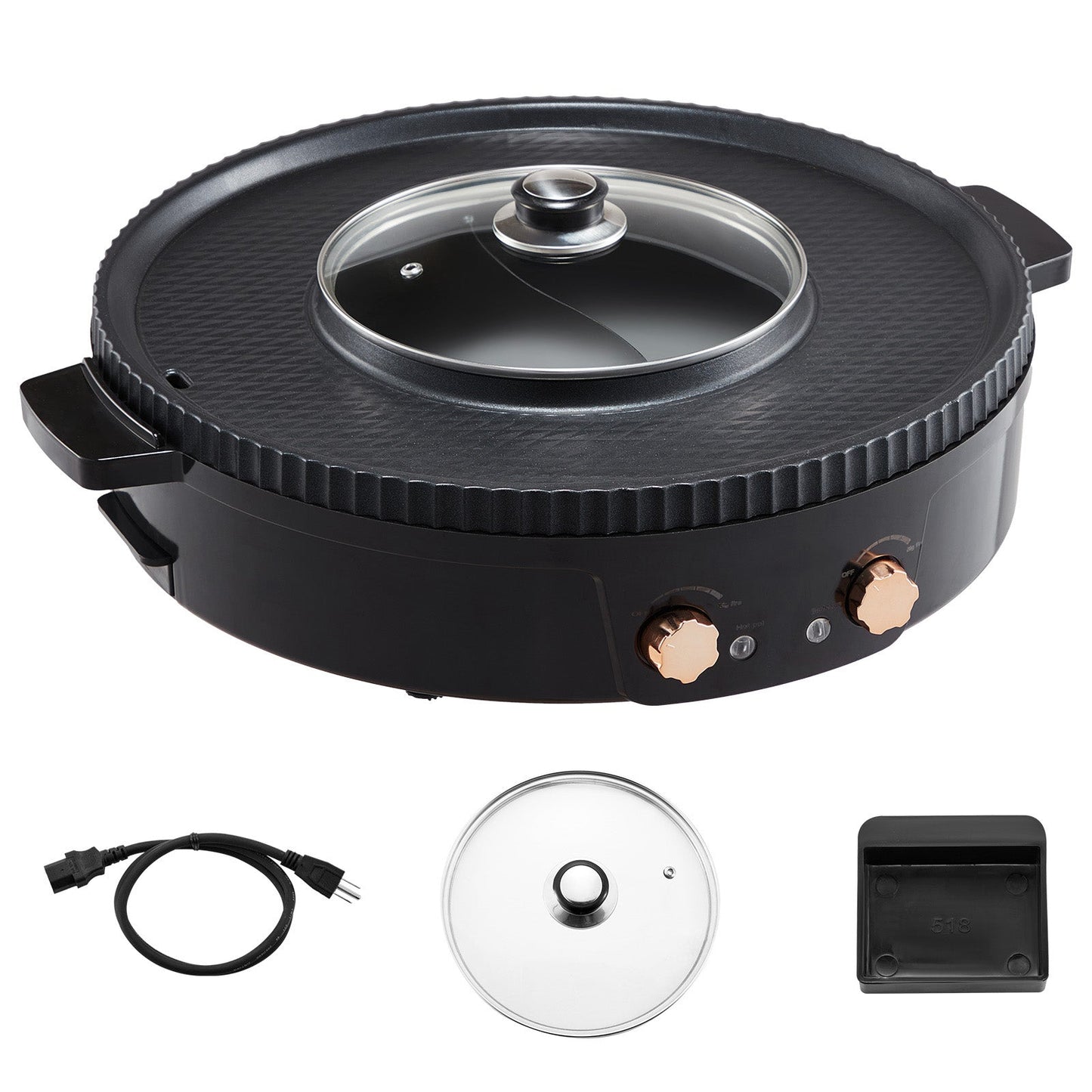 Hot Pot with Grill 1800W 2-in-1 Electric Smokeless Grill Hot Pot for 2-8 People