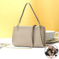 Genuine Leather simple shoulder bag women, stylish large capacity bag, tote purse double zipper, leather chain bag
