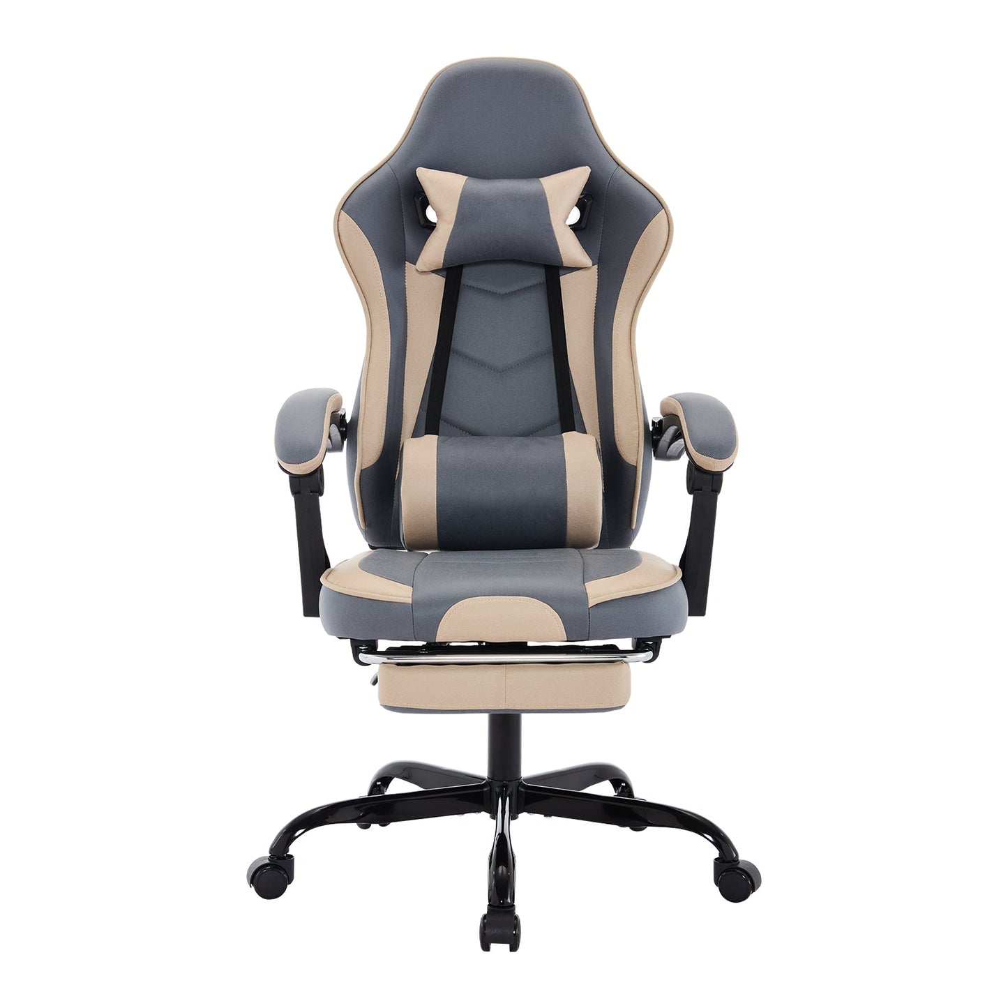 Gaming Chair with Footrest and Massage Lumbar Support