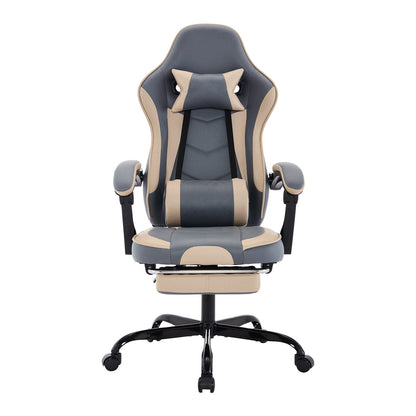 Gaming Chair with Footrest and Massage Lumbar Support