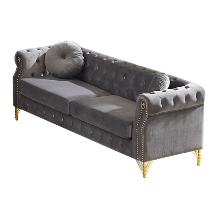 82-Inch Velvet Chesterfield Sofa