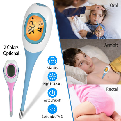 Oral Thermometer Body Thermometer Oral Rectal Underarm Temperature Thermometer C/F Switchable Accurate Fast Temperature Reading Fever Thermometer for