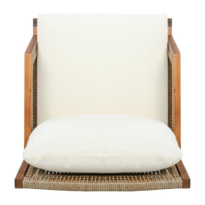 Acacia Wood Patio Furniture Club Chair with Outdoor Wicker