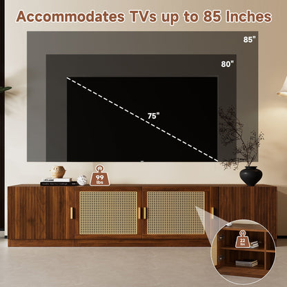 TV Stand, Media Console With Adjustable Shelves - Walnut