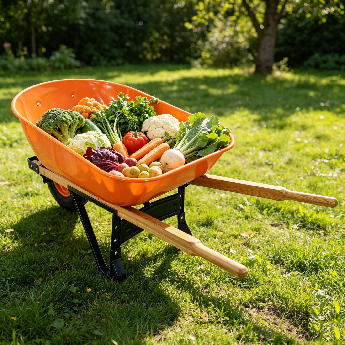 Steel Tray Wheelbarrow Two-Wheeled Trolley for Garden Use