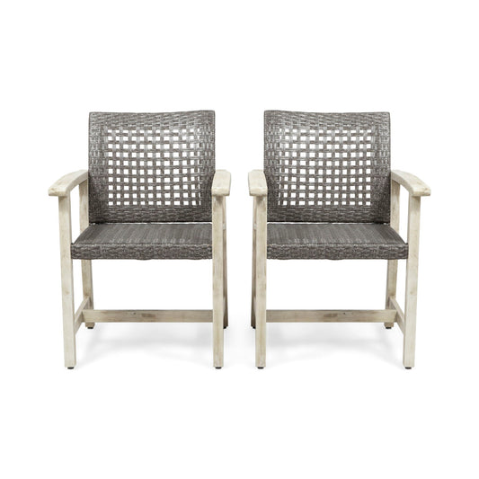 Outdoor Dining Chair Acacia Wood Frame (Set of 2)