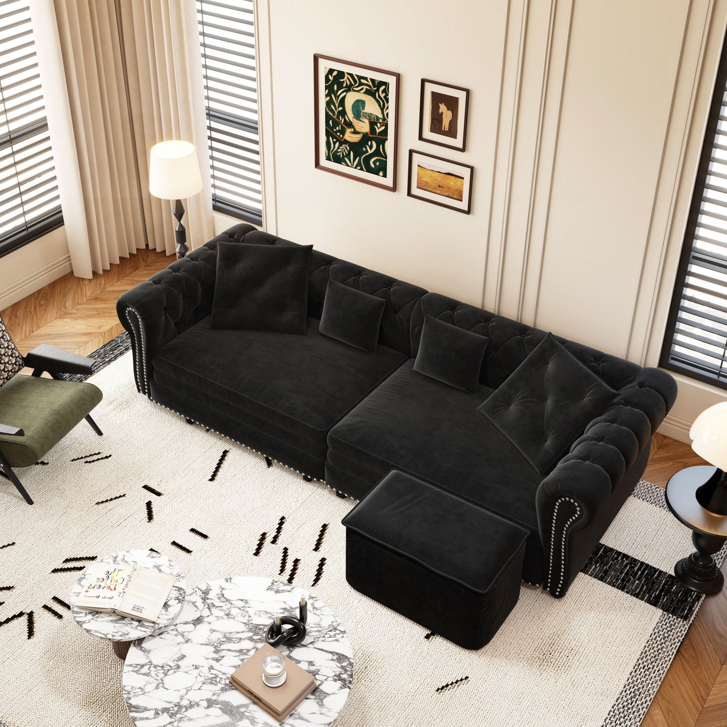 3 In 1 Convertible Sleeper Sofa Bed With Movable Ottoman