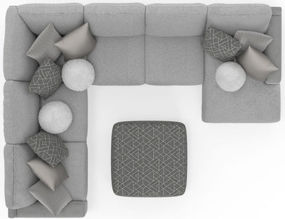 Canyon - 4 Piece Sectional With Cuddler Seat Cushions, Included Accent Pillows And Cocktail Ottoman (Right Side Facing Chaise) - Platinum