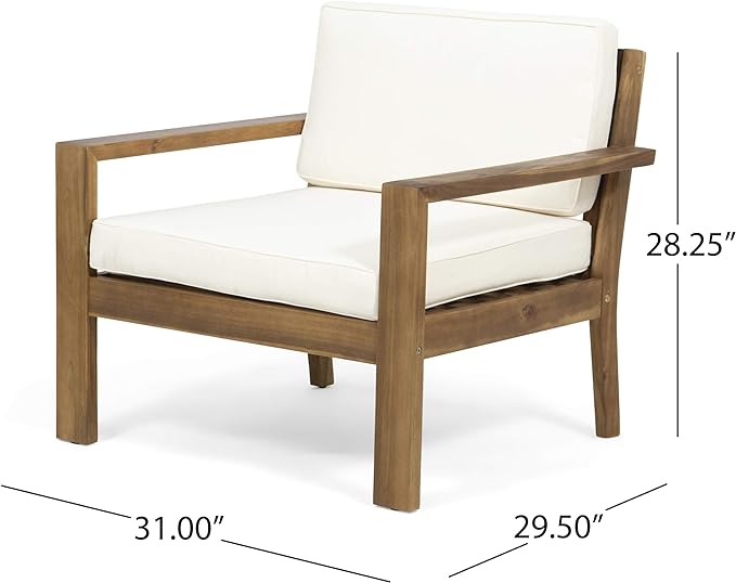 Outdoor Acacia Wood Club Chairs with Cushions
