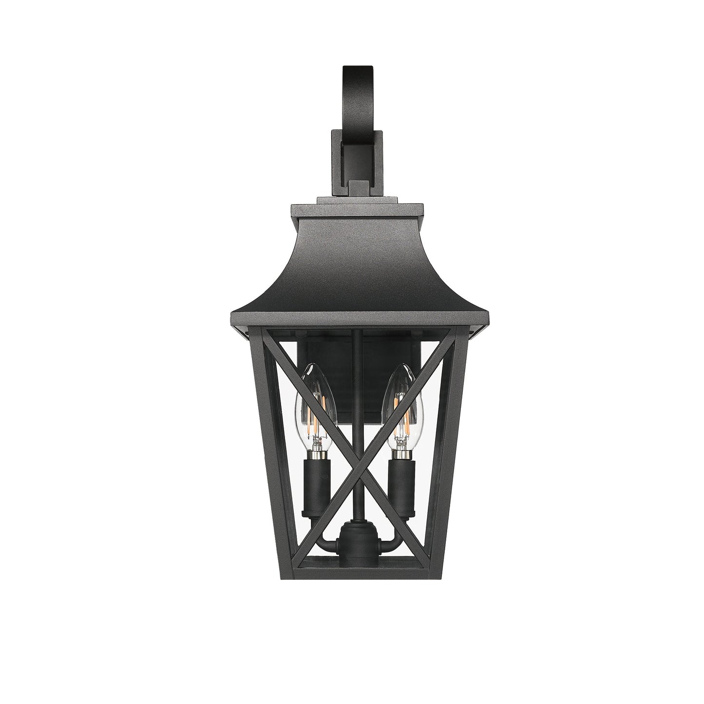 Black Outdoor Wall Lantern 2-Light