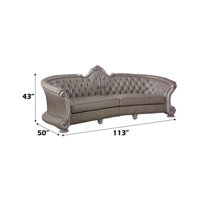 Dresden - 43" Sofa With 5 Pillows - Synthetic Leather & Vintage Bone White