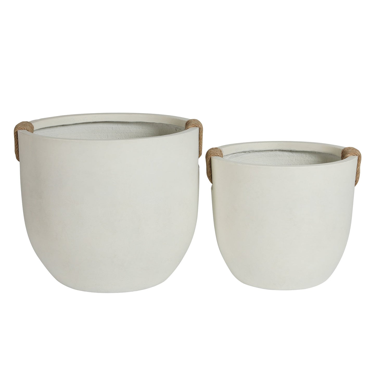 Round Concrete Planter Set of 2, Large Handmade Off White Pots