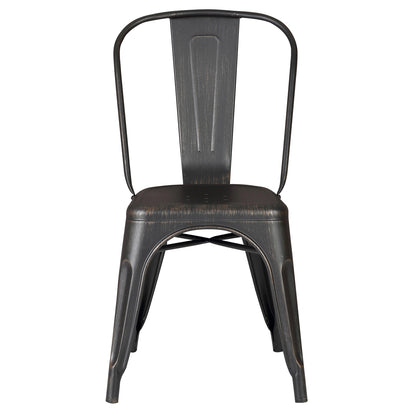 Set of 4 Stackable Metal Dining Chairs, Modern Industrial Slat Back