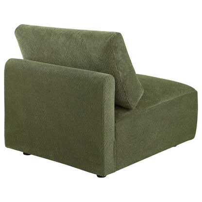 Elysia Chenille Upholstered Modular Armless Chair Green
