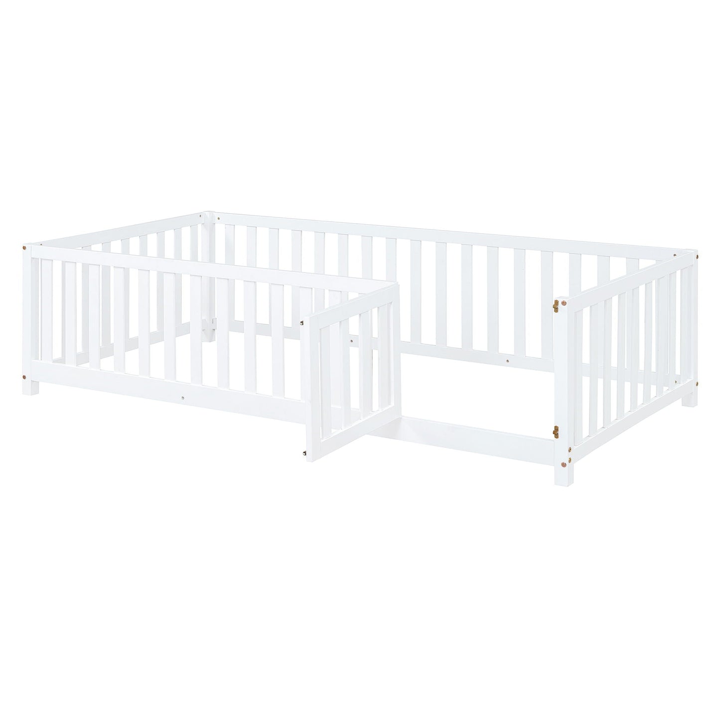 Daybed With Fence Guardrails And 2 Drawers, Split Into Independent Floor Bed & Daybed