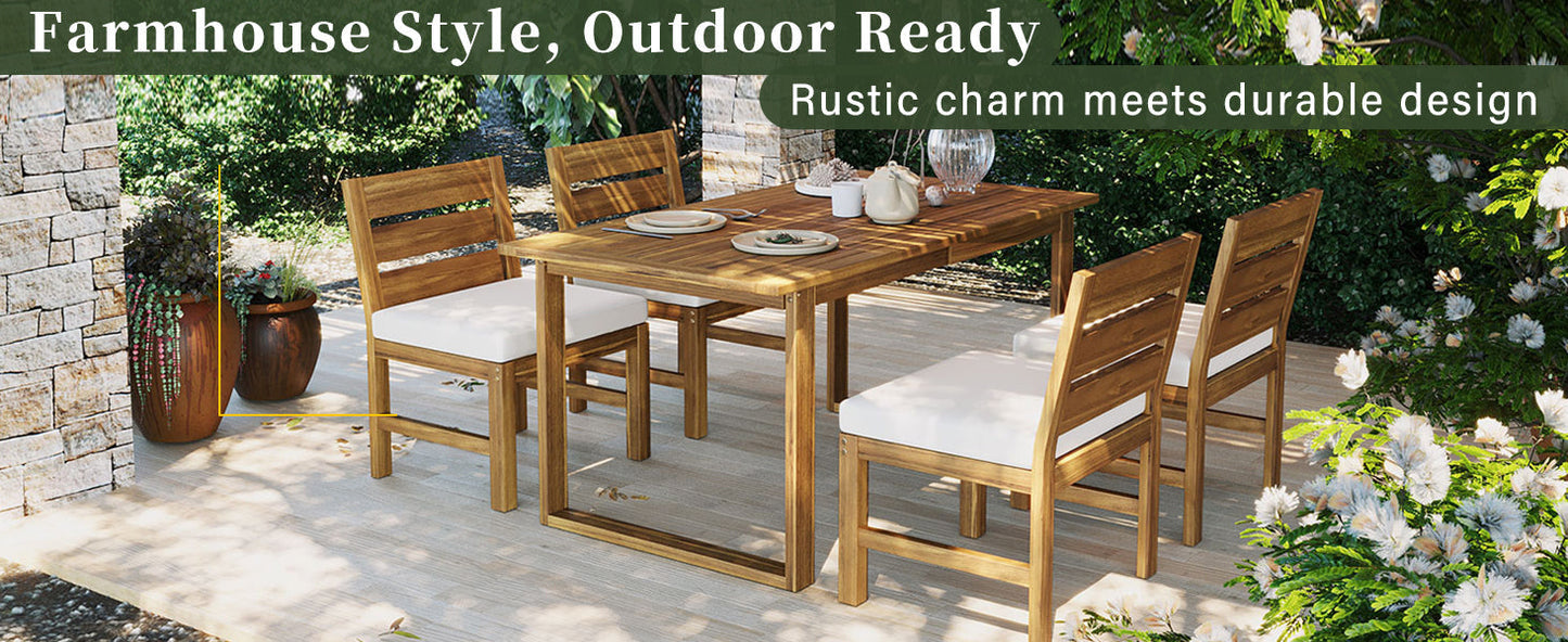 U_STYLE Farmhouse 5-Piece Outdoor Patio Dining Set with Adjustable Legs