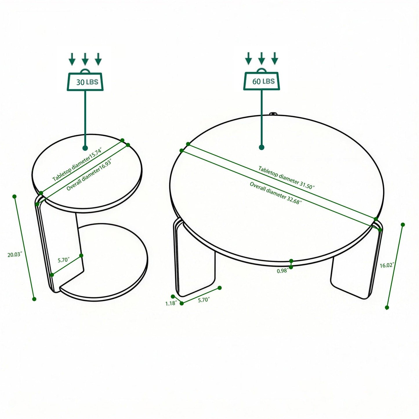 Coffee Table Set With Center Table & Side Table