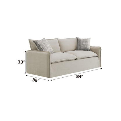 Upendo - Pattern Linen Sofa With 2 Toss Pillows - Beige