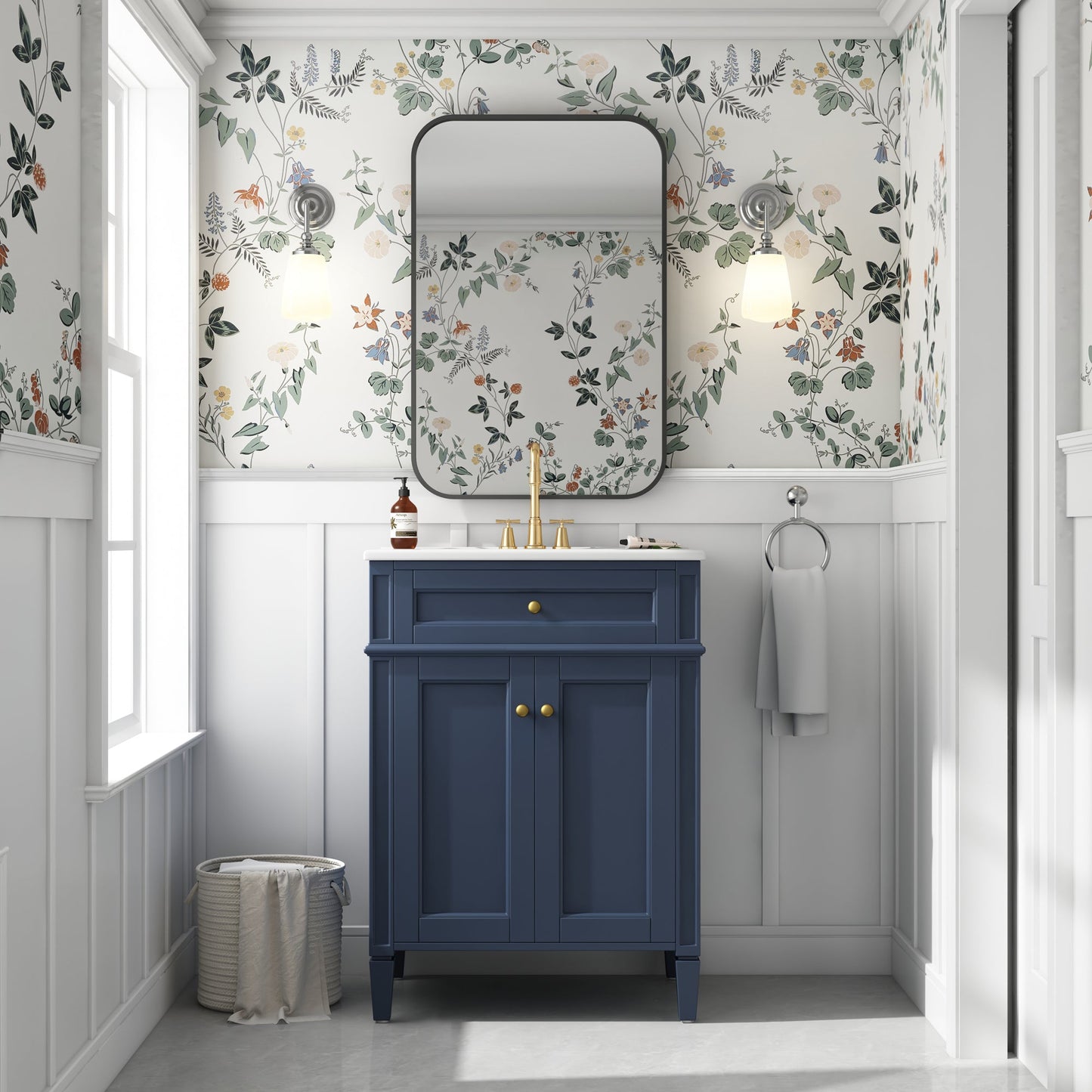 24" Bathroom Vanity with 2 Doors and Tip-Out Drawer