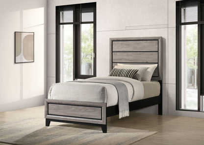 Valen Wood Twin Panel Bed Light Taupe