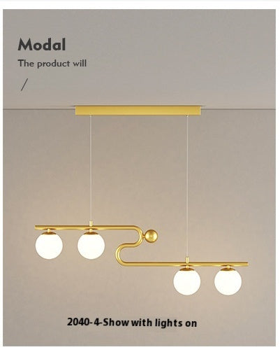 Simple Modern Creative Rectangle Dining Table Starry Chandelier