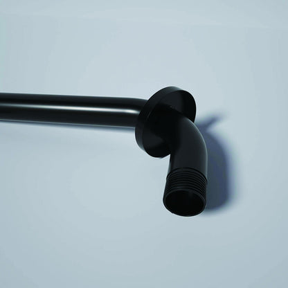 16" Shower Arm With Flange, Stainless Steel, Rust Resistant Design - Matte Black