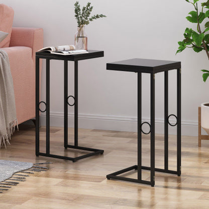 Essex Set of 2 Modern Black Metal End Tables