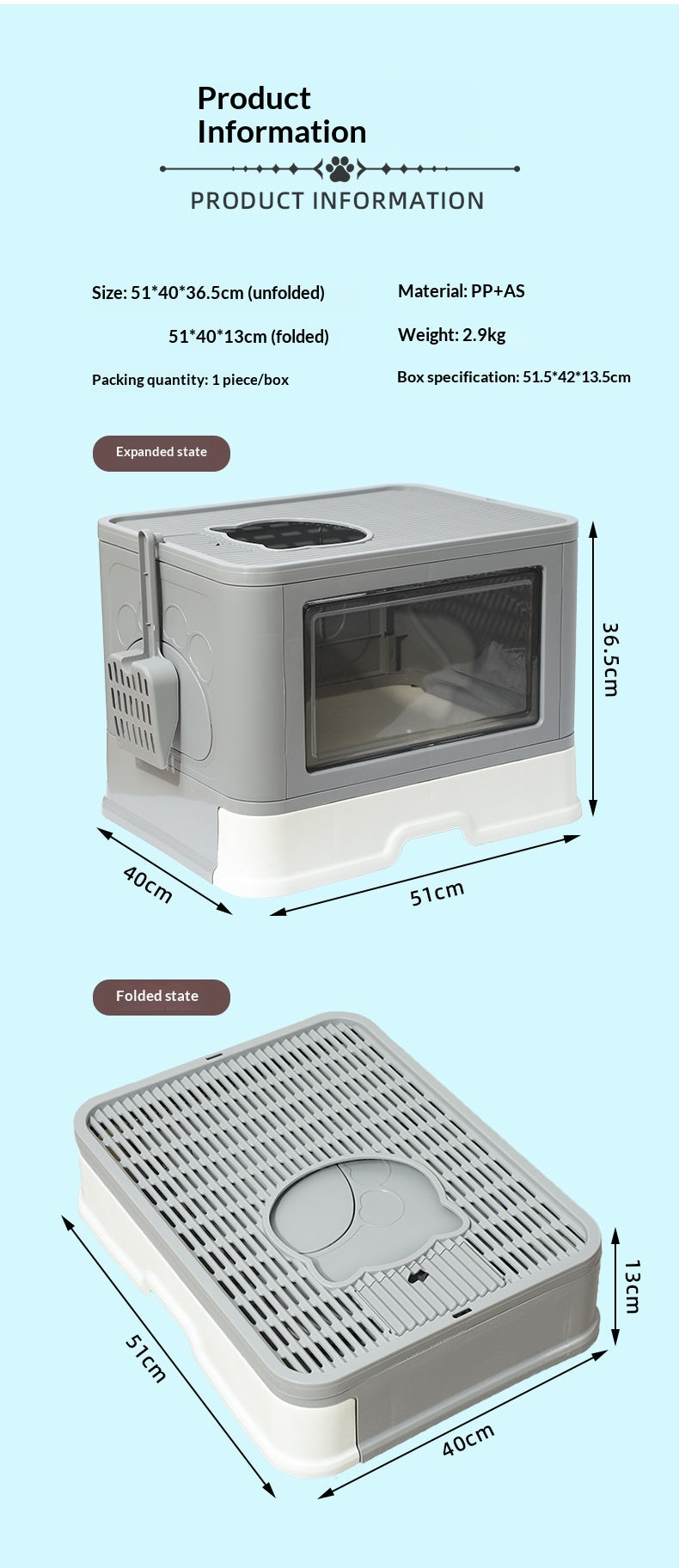 Enclosed Extra-Large Drawer-Type Cat Litter Box