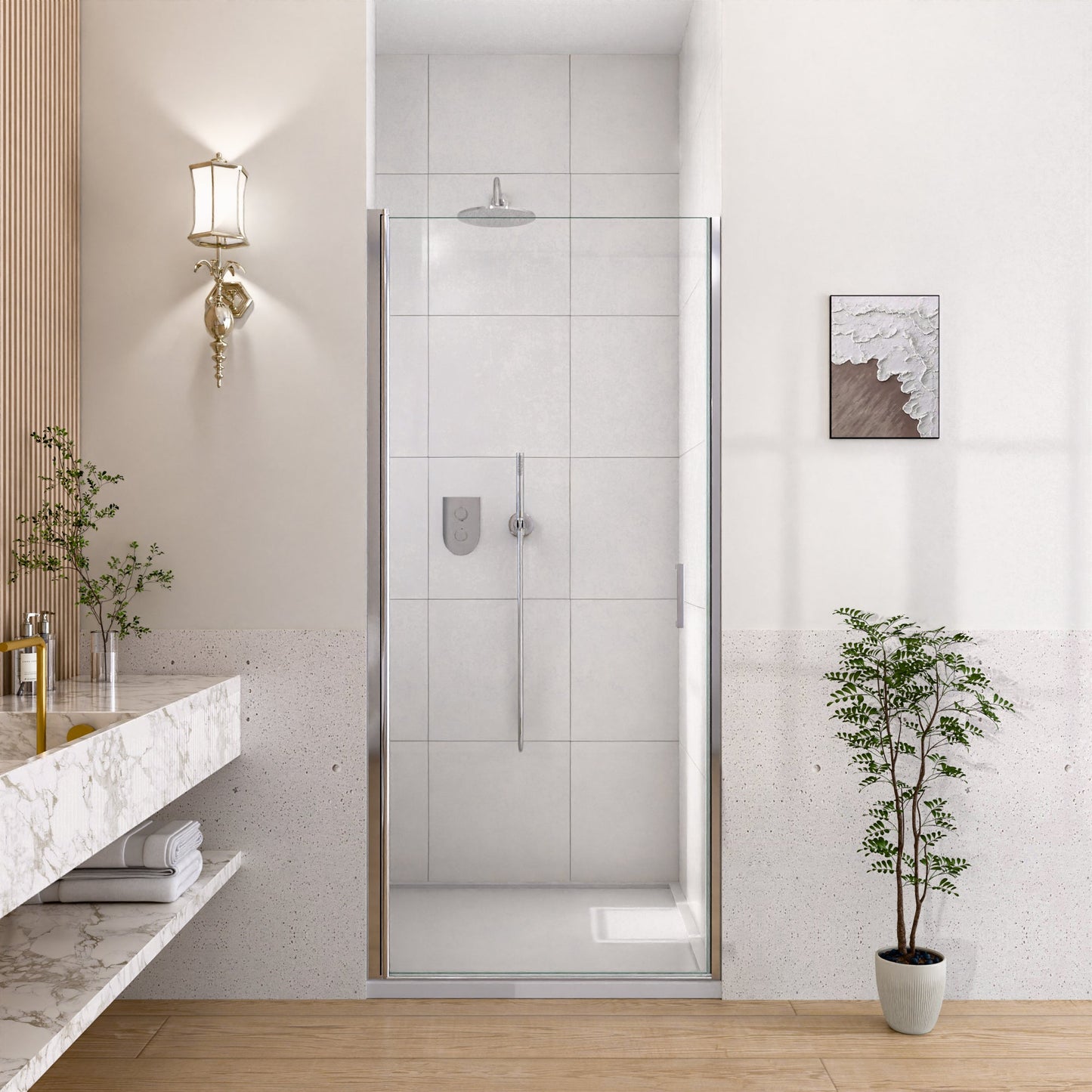 24" W x 72" H Semi-Frameless Circular Pivot Shower Door