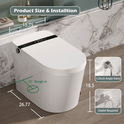 Smart Toilet With Bidet Built-In, Auto Flush, Heated Seat & Warm Air Drying