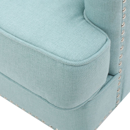 Harrison Tufted Club Chair with Button Tufted Back and Birch Wood Legs